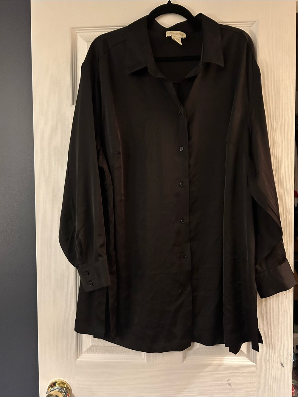 Women’s Cynthia Rowley Satin Black Button-Up Shirt
